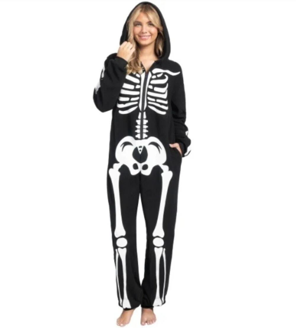 NWT Spooktacular Creations Adult Womens Skeleton Jumpsuit Costume Size S